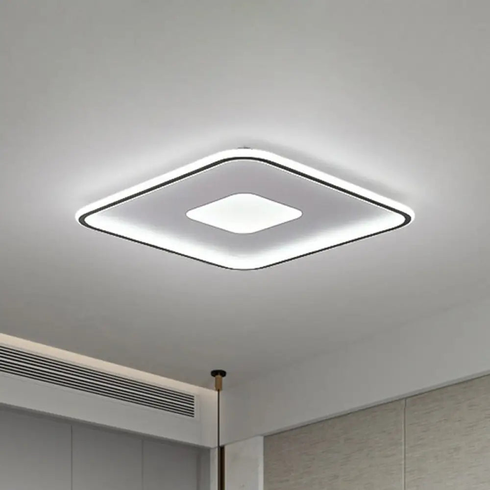 Minimalist Glow: Nordic Aluminum Rectangular Led Flush Ceiling Light For Contemporary Living Rooms