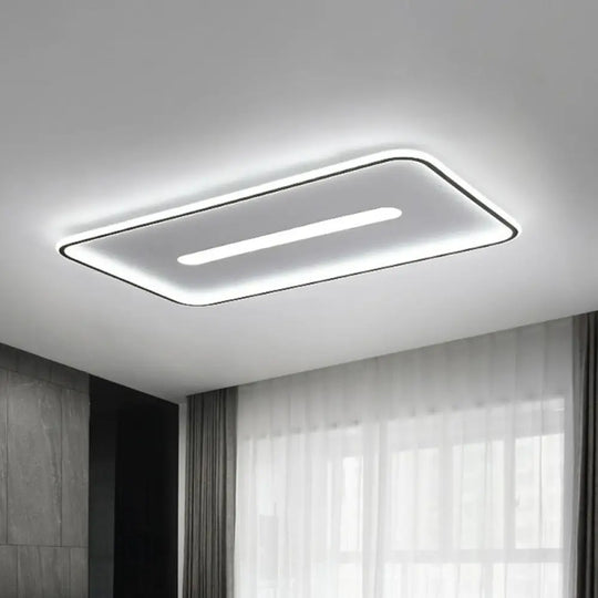 Minimalist Glow: Nordic Aluminum Rectangular Led Flush Ceiling Light For Contemporary Living Rooms