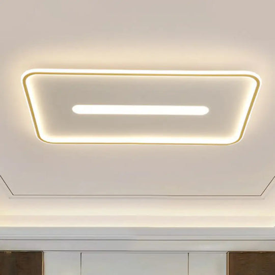 Minimalist Glow: Nordic Aluminum Rectangular Led Flush Ceiling Light For Contemporary Living Rooms