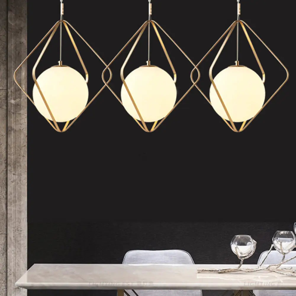 Minimalist Gold Caged Pendant Light - Led Down Lighting For Bedroom (1 Head 10.5’/16’ W) / 10.5’