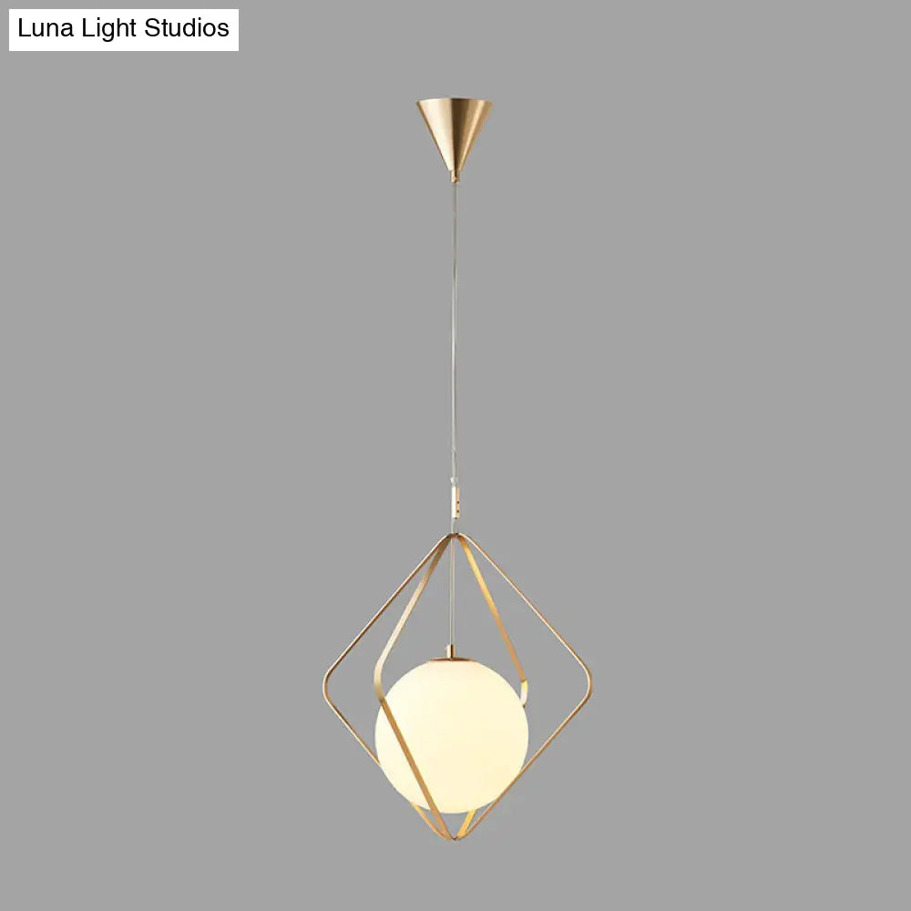 Minimalist Gold Pendant Light - 1 Head Led Down Lighting For Bedroom 10.5/16 W