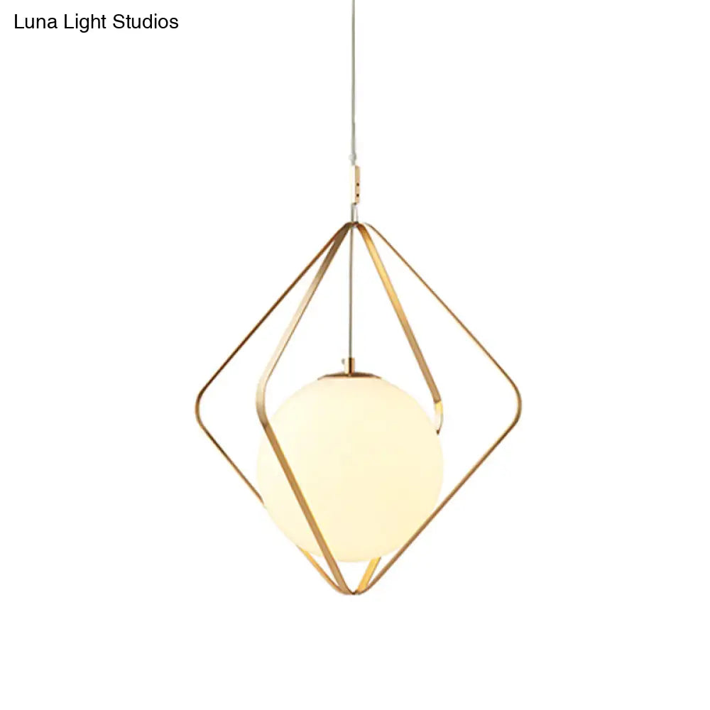 Minimalist Gold Pendant Light - 1 Head Led Down Lighting For Bedroom 10.5/16 W