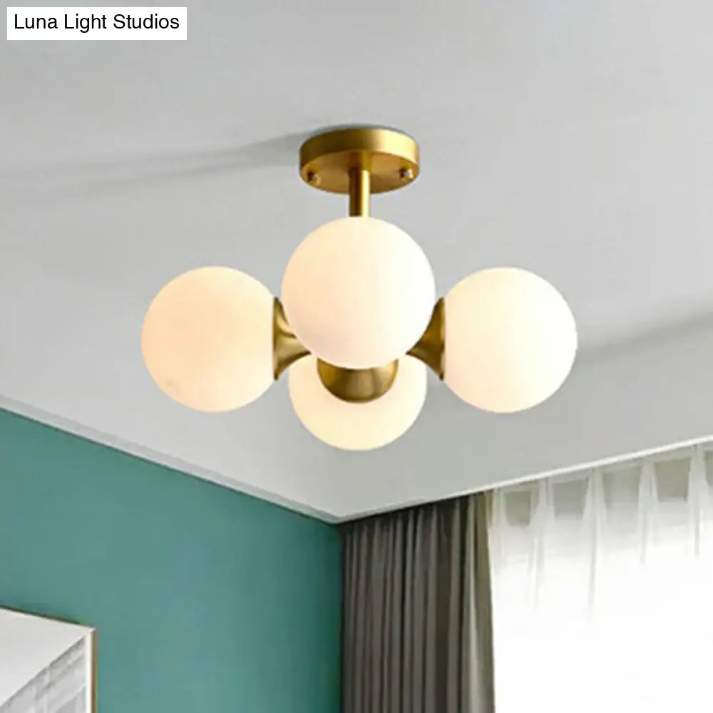 Minimalist Gold Ceiling Light With Opal Glass Shade - Ideal For Bedroom Design
