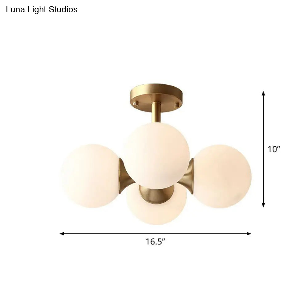 Minimalist Gold Ceiling Light With Opal Glass Shade - Ideal For Bedroom Design