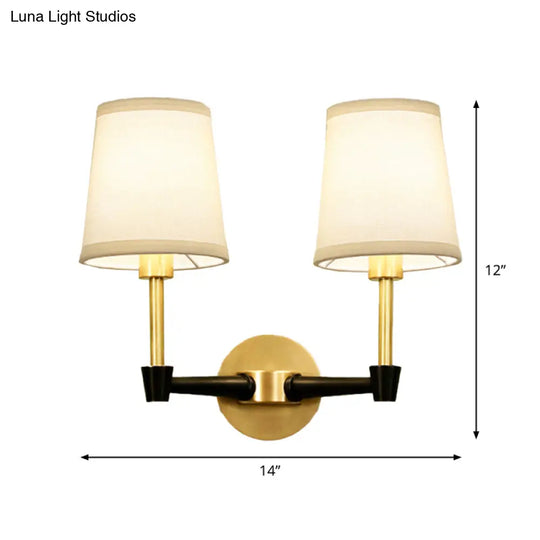 Minimalist Gold Conical Fabric Wall Sconce Light Fixture