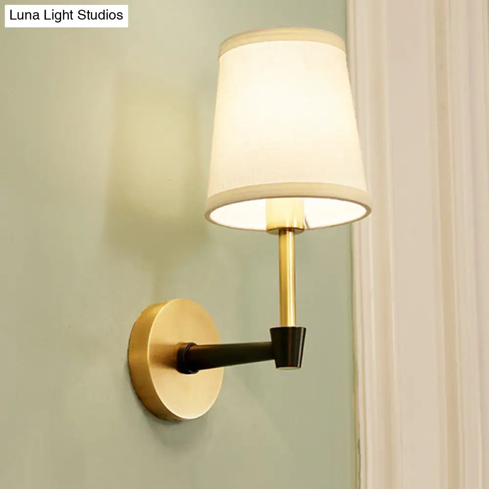 Minimalist Gold Conical Fabric Wall Sconce Light Fixture