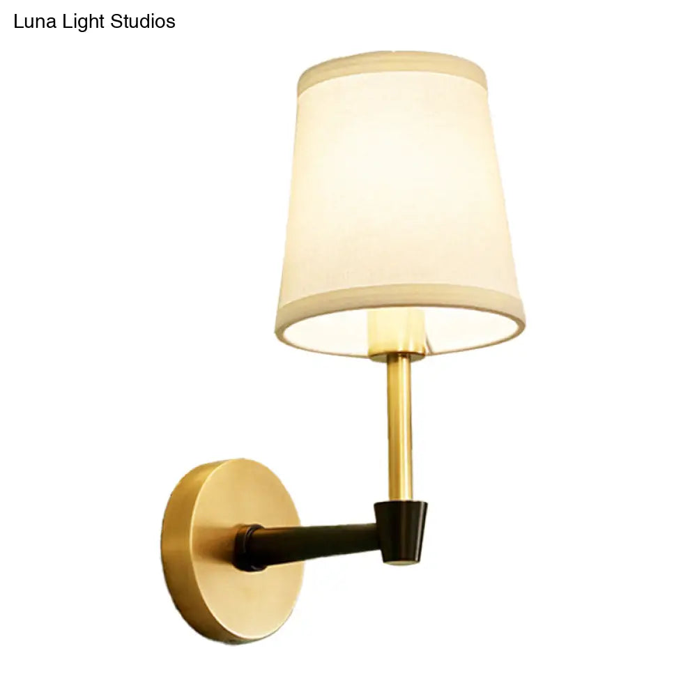 Minimalist Gold Conical Fabric Wall Sconce Light Fixture