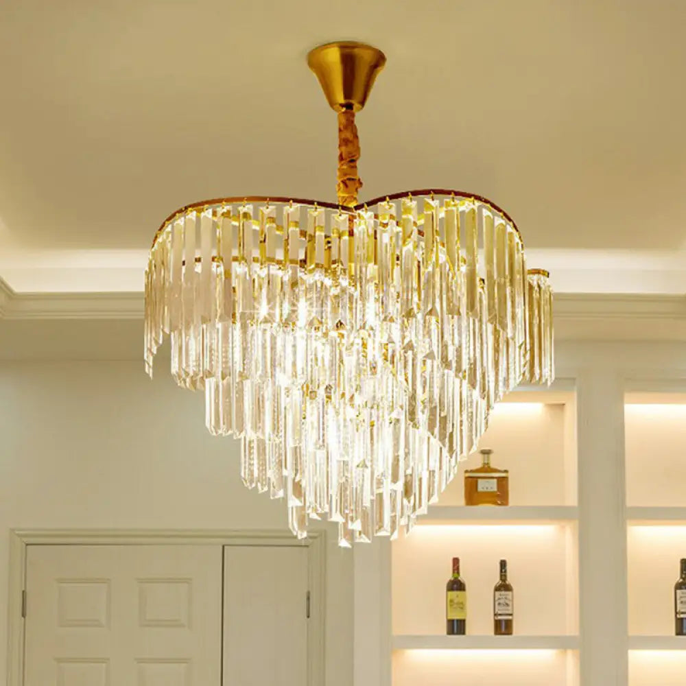 Minimalist Gold Conical Suspension Crystal Chandelier For Living Room 7 /