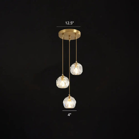 Minimalist Gold Crystal Ball Pendant Light For Restaurants - Elegant Suspension Lamp / 12’