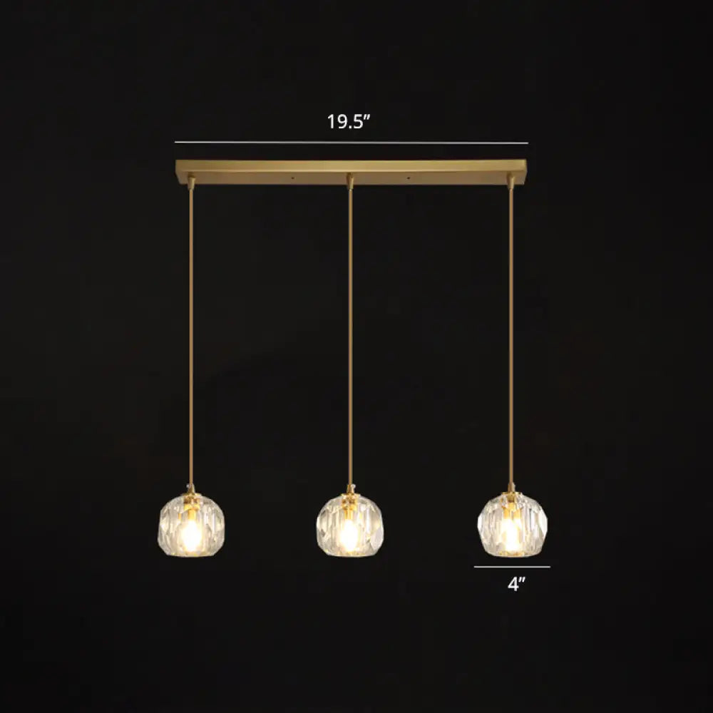 Minimalist Gold Crystal Ball Pendant Light For Restaurants - Elegant Suspension Lamp / 19.5’