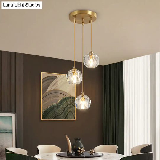 Minimalist Gold Finish Crystal Ball Pendant Light - Ideal For Restaurants