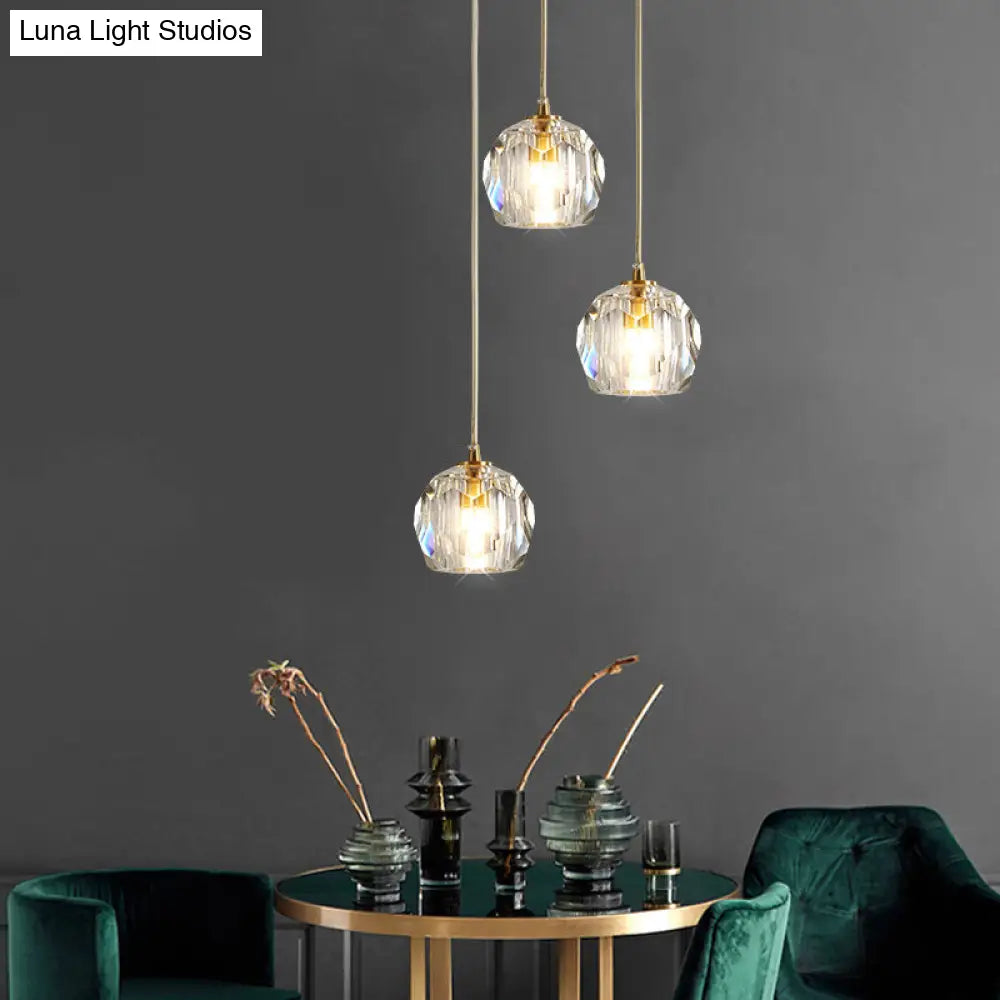 Minimalist Gold Finish Crystal Ball Pendant Light - Ideal For Restaurants