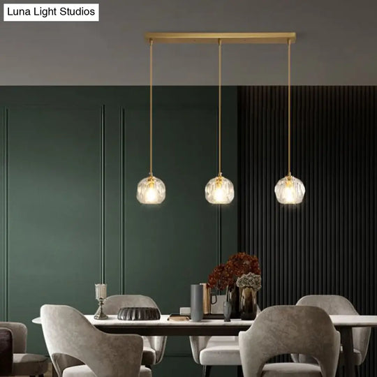 Minimalist Gold Finish Crystal Ball Pendant Light - Ideal For Restaurants