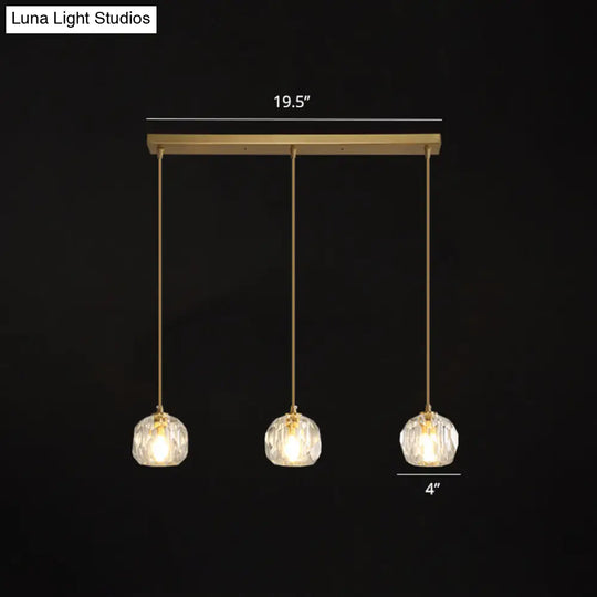 Minimalist Gold Finish Crystal Ball Pendant Light - Ideal For Restaurants / 19.5