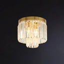 Minimalist Gold Crystal Flush Mount Lighting Fixture For Living Room / 12’