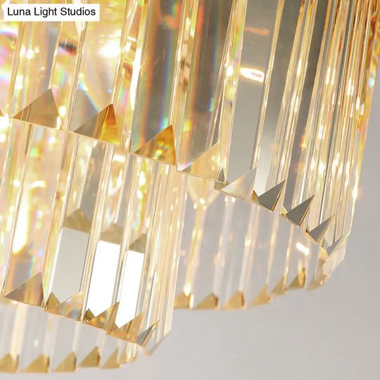 Minimalist Gold Crystal Flush Mount Lighting Fixture For Living Room