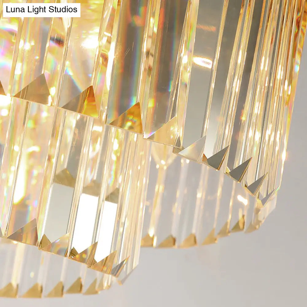 Minimalist Gold Crystal Prism Flush - Mount Ceiling Light For Bedroom