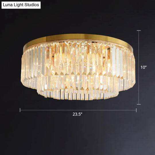 Minimalist Gold Crystal Prism Flush-Mount Ceiling Light For Bedroom / 23.5