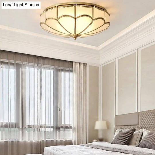 Minimalist Gold Dome Flush Mount Ceiling Light With Cream Glass - Ideal For Bedroom Lighting 3 /