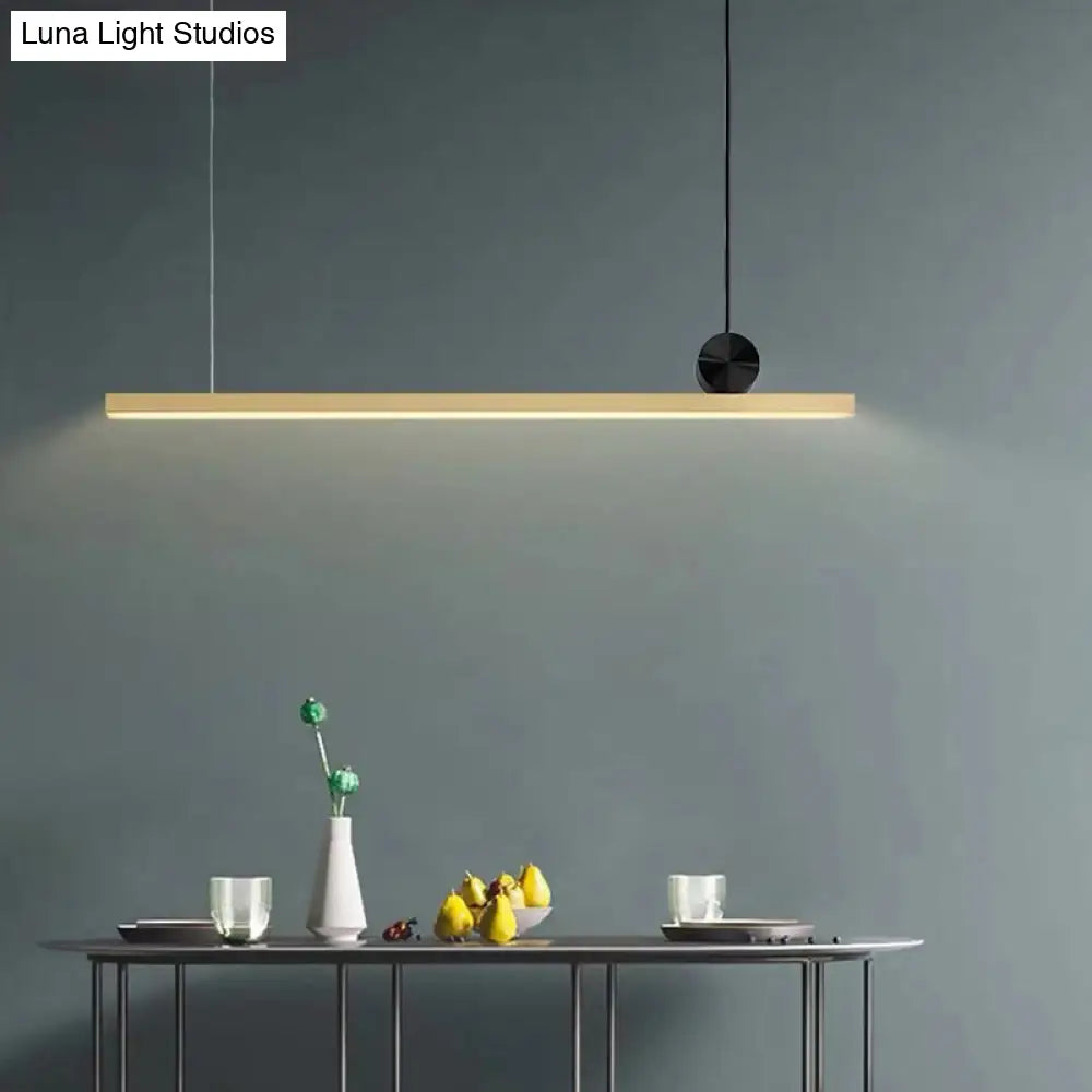 Minimalist Gold Finish Linear Pendant Lighting - 34.5/46.5 Wide Led Acrylic Island Overhead Light