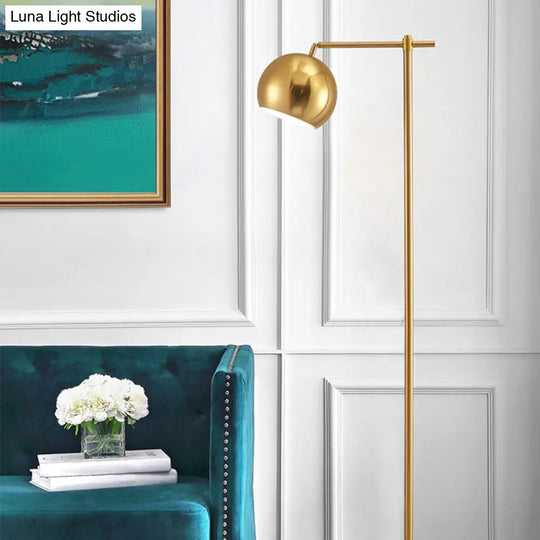 Minimalist Gold Floor Lamp: Dome Metal Standing Light With Adjustable Joint