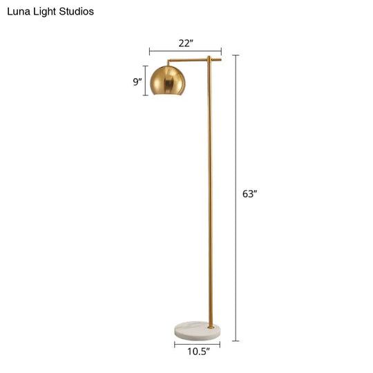 Minimalist Gold Floor Lamp: Dome Metal Standing Light With Adjustable Joint