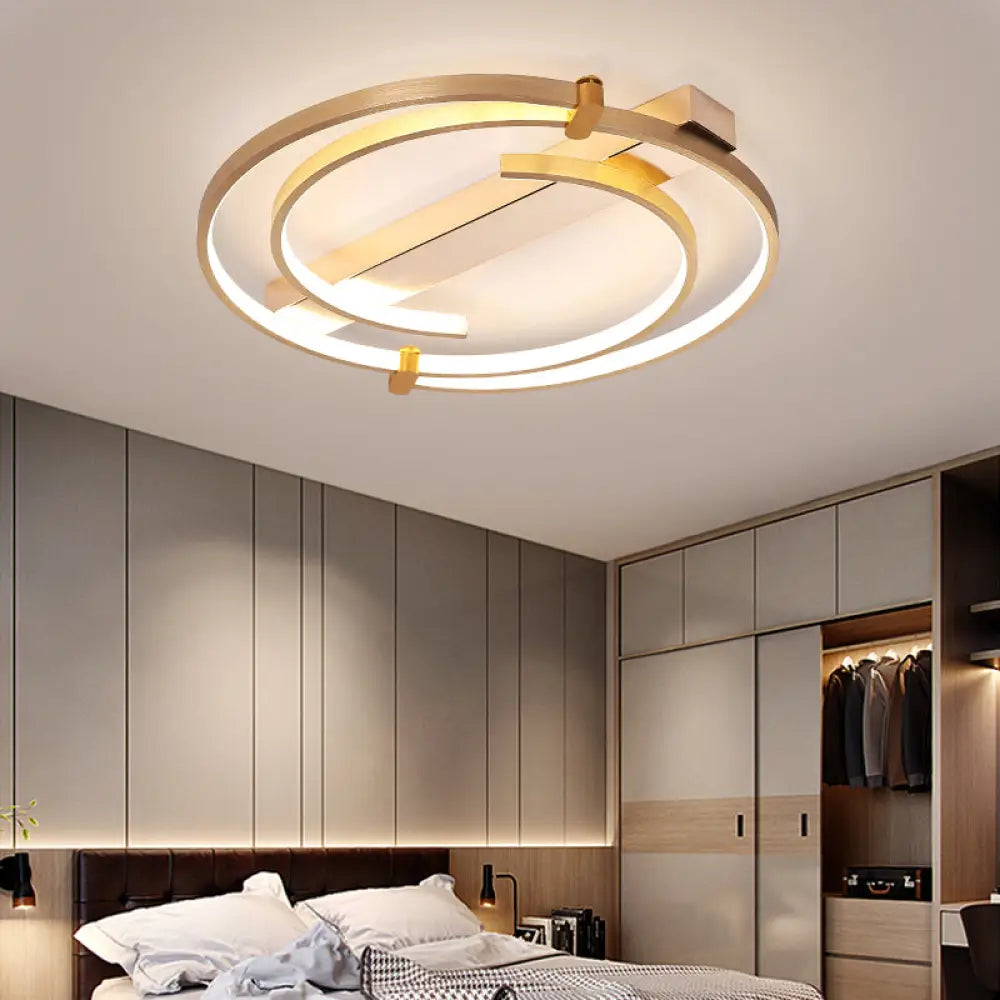 Minimalist Gold Flush Mount Ceiling Light Fixture - 18’/23.5’ W Ring For Bedrooms / 18’