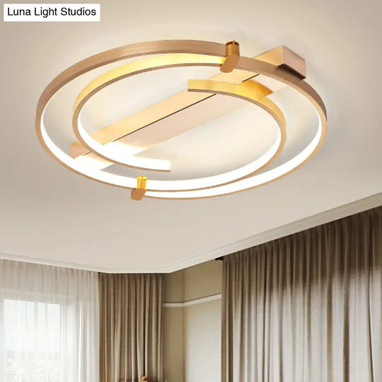 Minimalist Gold Flush Mount Ceiling Light Fixture - 18/23.5 W Ring For Bedrooms