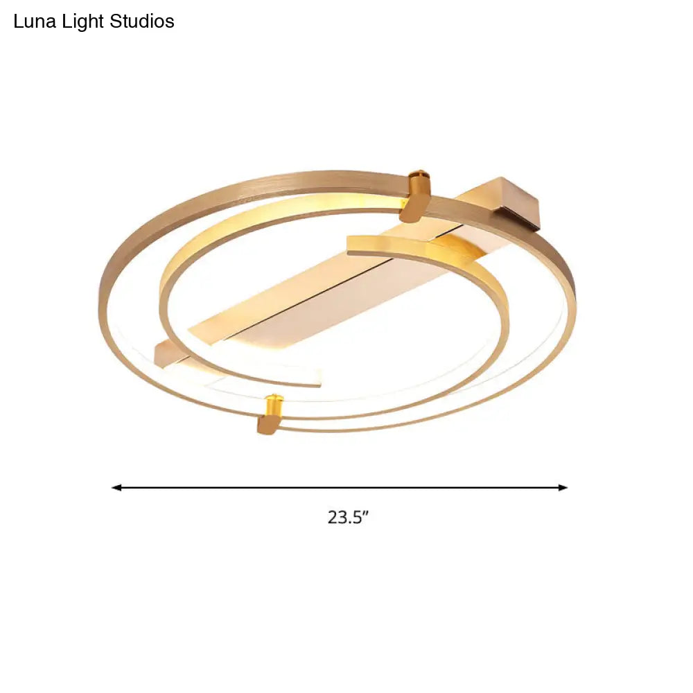 Minimalist Gold Flush Mount Ceiling Light Fixture - 18/23.5 W Ring For Bedrooms