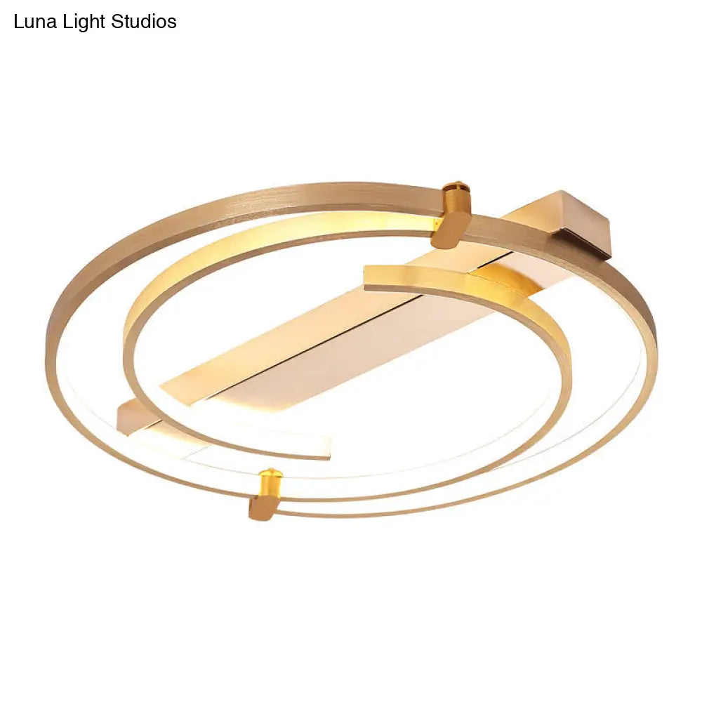 Minimalist Gold Flush Mount Ceiling Light Fixture - 18’/23.5’ W Ring For Bedrooms