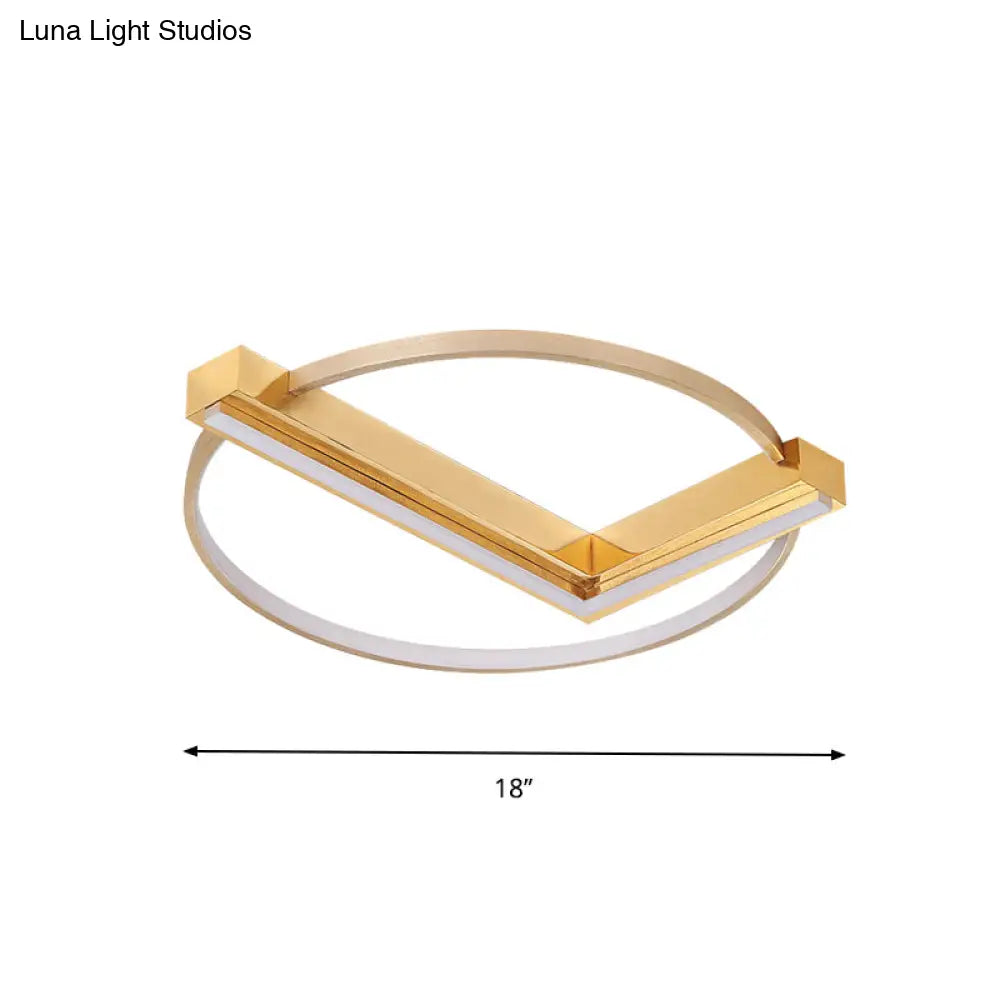Minimalist Gold Flush Mount Led Ceiling Light Fixture Aluminum 18’/23.5’ Width - Ideal For
