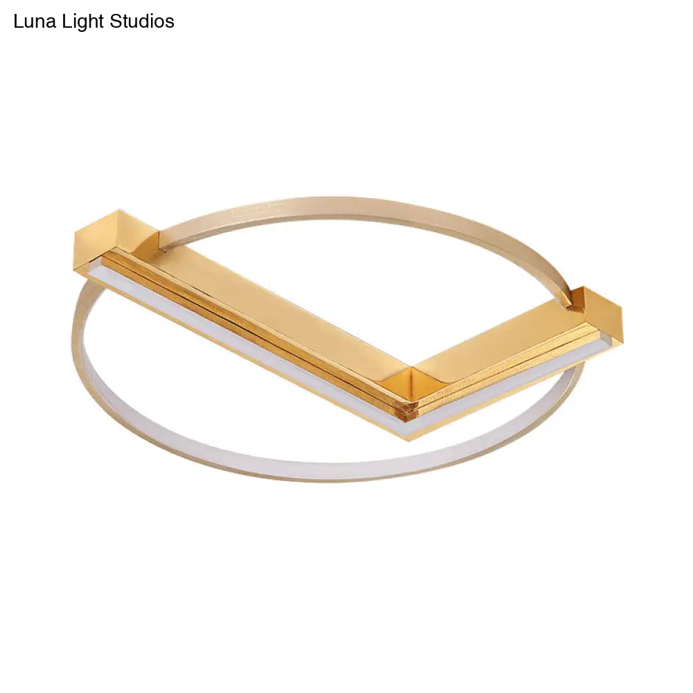 Minimalist Gold Flush Mount Led Ceiling Light Fixture Aluminum 18/23.5 Width - Ideal For Living Room