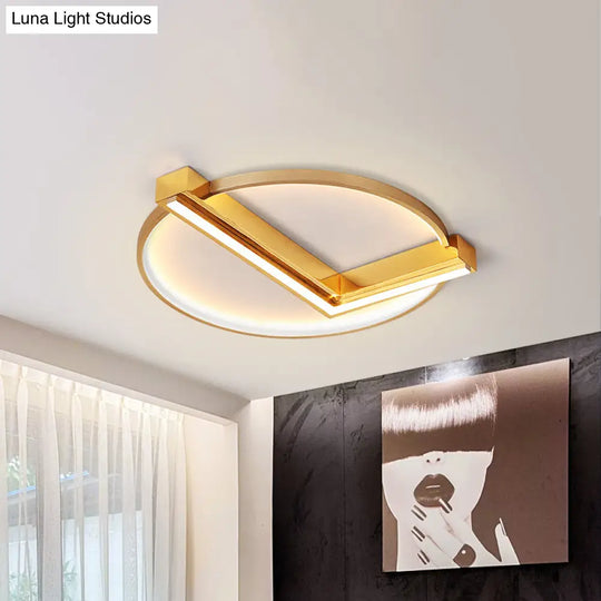 Minimalist Gold Flush Mount Led Ceiling Light Fixture Aluminum 18’/23.5’ Width - Ideal For