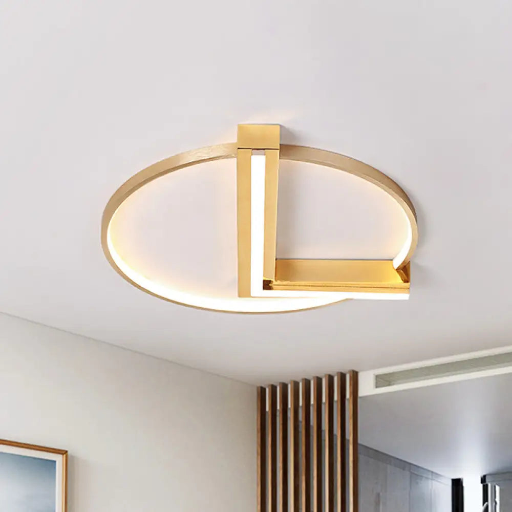 Minimalist Gold Flush Mount Led Ceiling Light Fixture Aluminum 18’/23.5’ Width - Ideal For