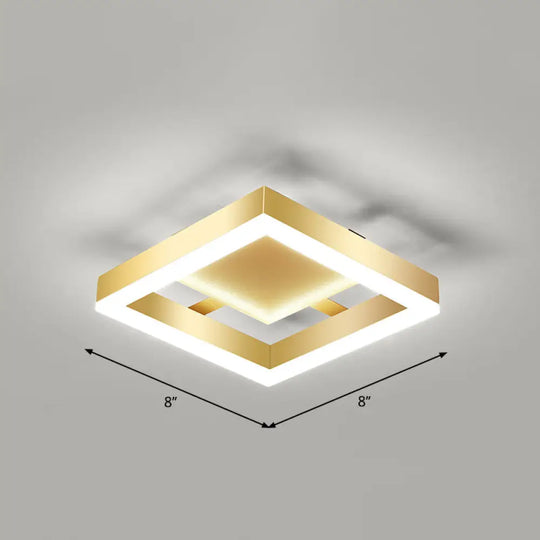 Minimalist Gold Flush Mount Led Ceiling Light With Aluminum Frame - Ideal For Corridor / White