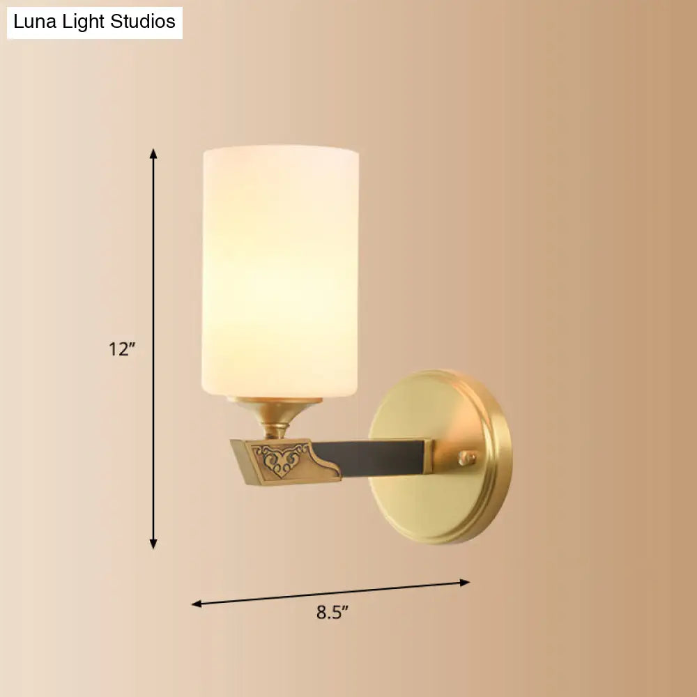 Minimalist Gold Glass Wall Sconce With Single Bulb For Foyer