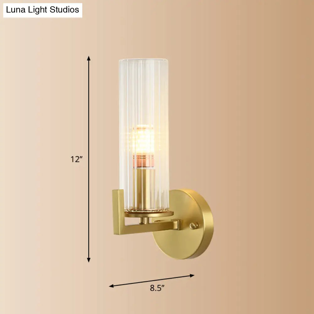 Minimalist Gold Glass Wall Sconce With Single Bulb For Foyer