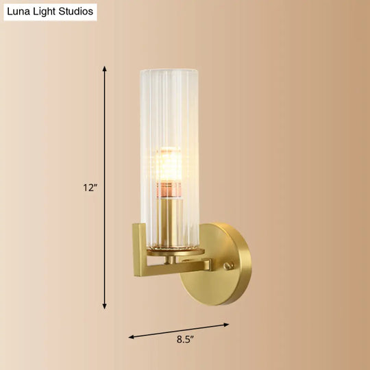 Minimalist Gold Glass Wall Sconce With Single Bulb For Foyer