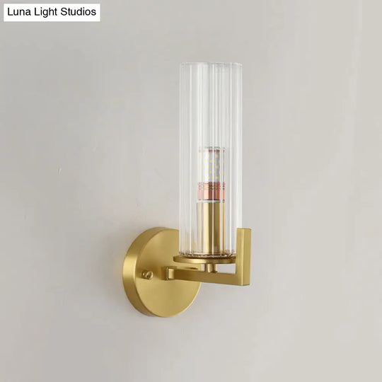 Minimalist Gold Glass Wall Sconce With Single Bulb For Foyer