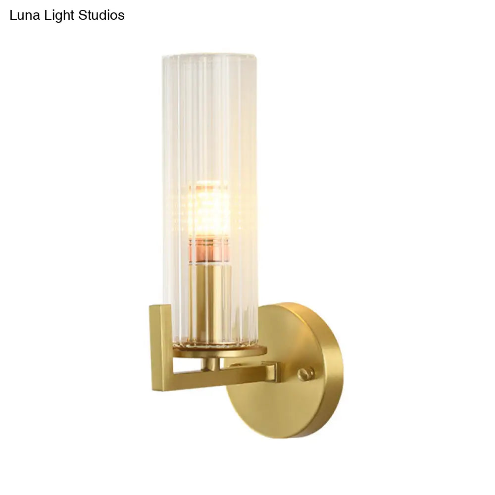 Minimalist Gold Glass Wall Sconce With Single Bulb For Foyer