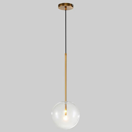 Minimalist Gold Globe Glass Pendant Light Fixture / 8