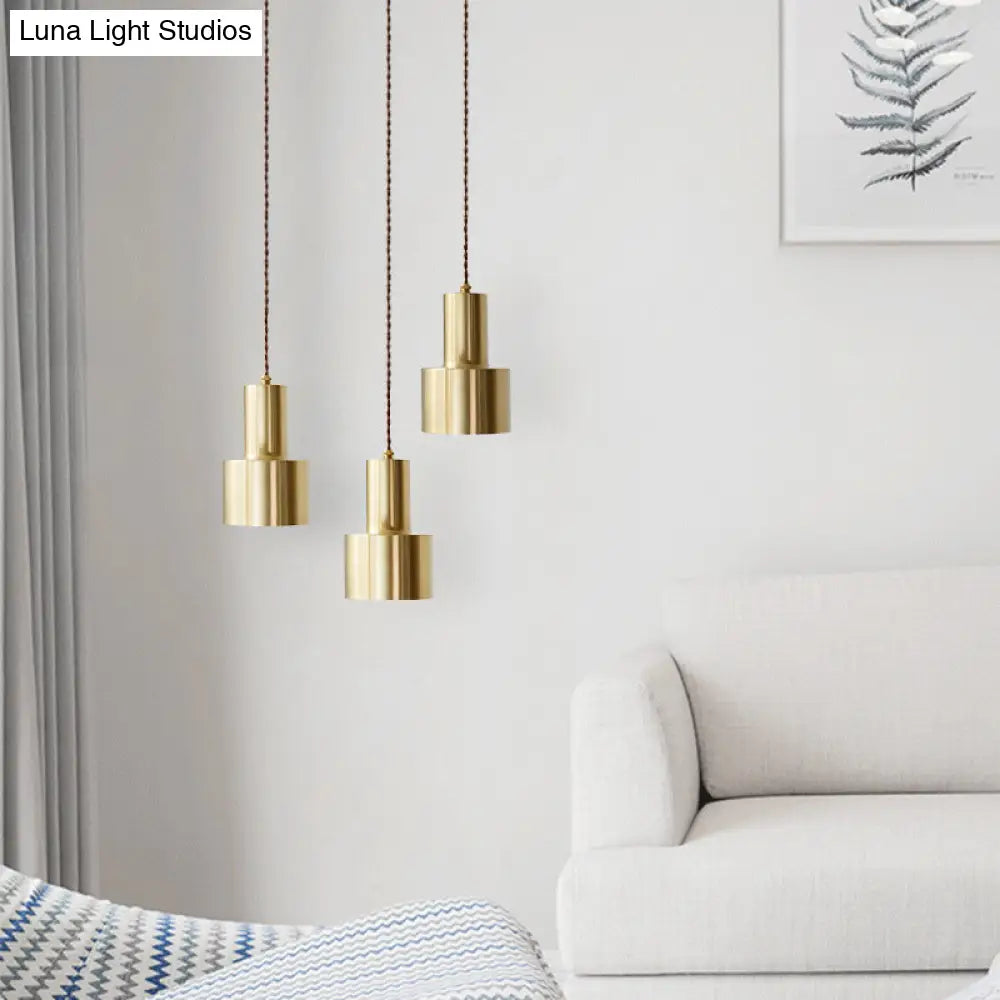 Gold Grenade Pendant Ceiling Light - Minimalist Metallic Suspension Lighting For Living Room / 5W