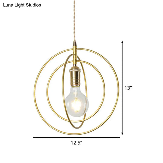 Minimalist Gold Hanging Pendant Lamp Fixture With 1 Light For Living Room