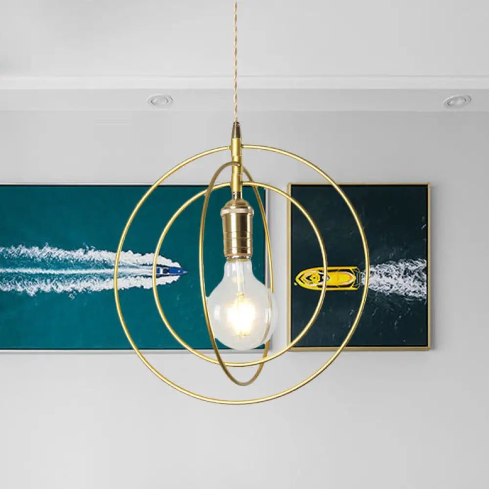 Minimalist Gold Hanging Pendant Lamp Fixture With 1 Light For Living Room