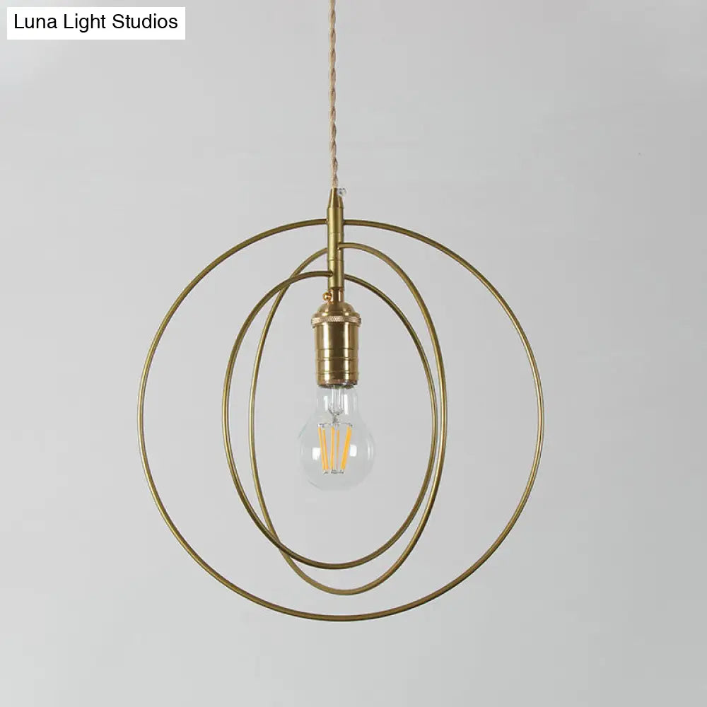 Minimalist Gold Hanging Pendant Lamp Fixture With 1 Light For Living Room