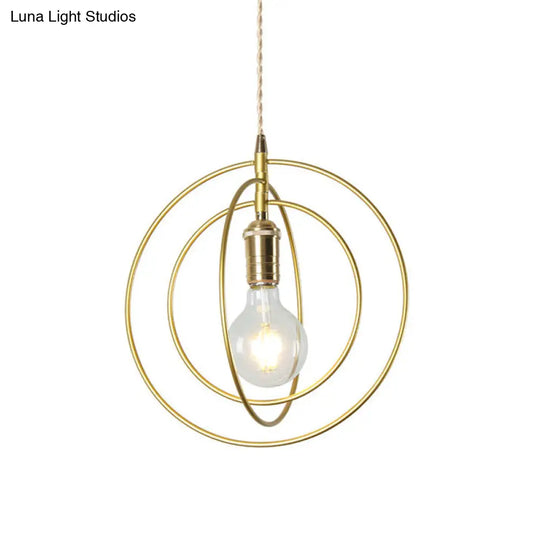 Minimalist Gold Hanging Pendant Lamp Fixture With 1 Light For Living Room