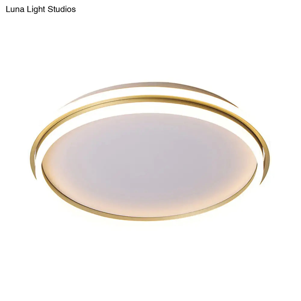 Minimalist Gold Led Ceiling Lamp - Acrylic Round Flush Light (16.5/20.5 Dia) With Remote Control