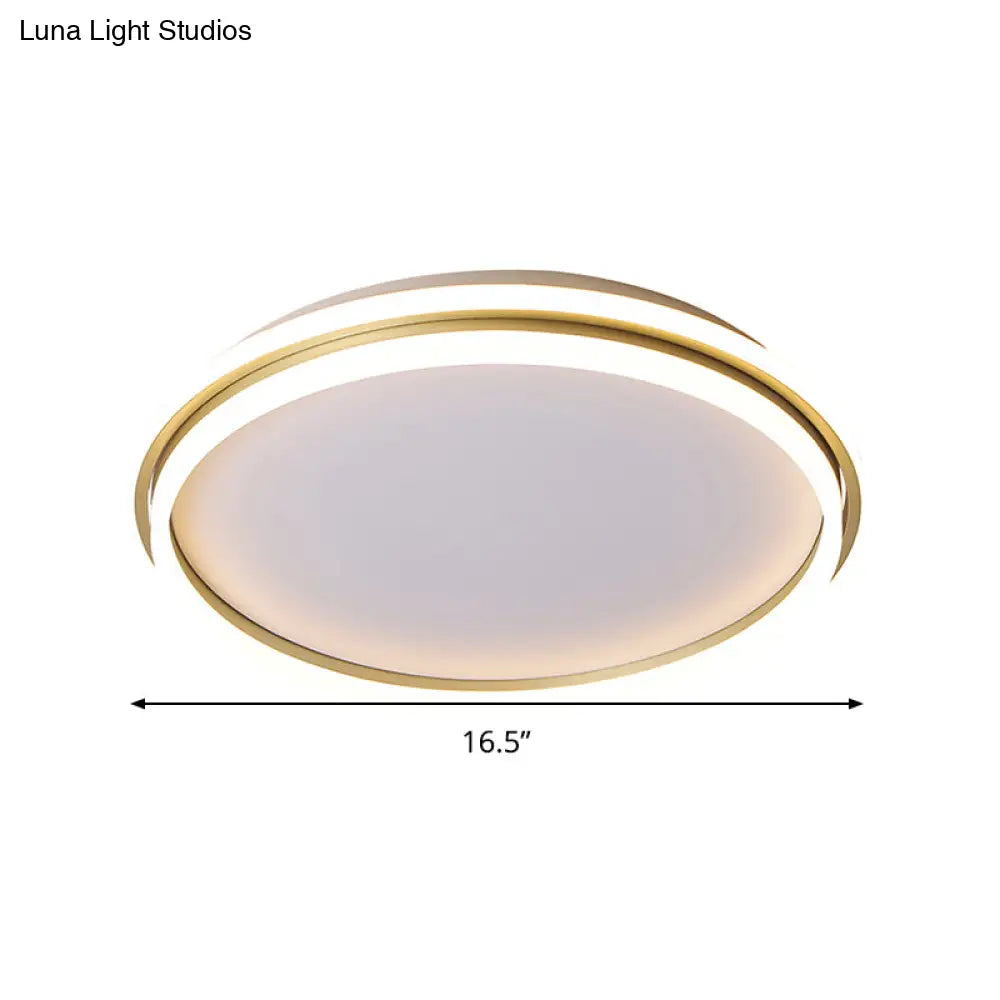 Minimalist Gold Led Ceiling Lamp - Acrylic Round Flush Light (16.5’/20.5’ Dia) With Remote