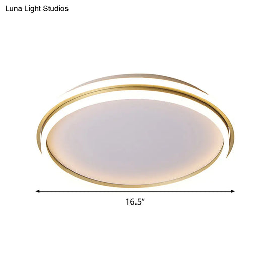 Minimalist Gold Led Ceiling Lamp - Acrylic Round Flush Light (16.5’/20.5’ Dia) With Remote