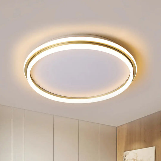 Minimalist Gold Led Ceiling Lamp - Acrylic Round Flush Light (16.5’/20.5’ Dia) With Remote